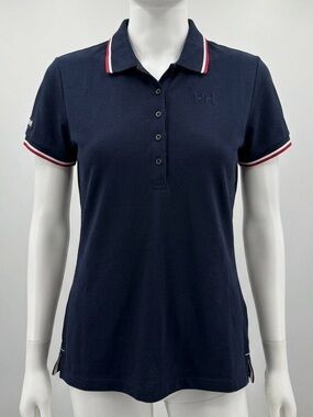 Helly Hansen Women's Navy Blue Quick-Dry Polo Shirt Red/White Trim Size L